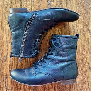 FRYE Jillian Lace-up Combat Bootie Black Size 6.5M